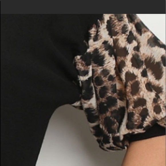 Black top with leopard sleeves new without tags. - Picture 4 of 7